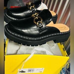 Sam Edelman Black Mules with Gold Accent